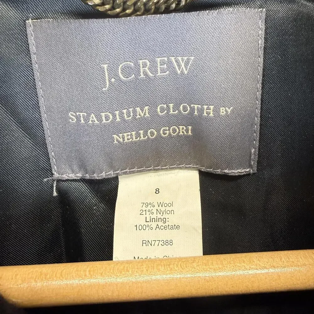 J. Crew Women's Size 8 Wool Blend Stadium Cloth Nello Gori Peacoat Jacket - Picture 2 of 6